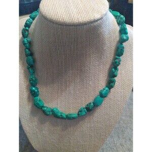 Turquoise Nugget Necklace - Natural Stone, Boho‎ Jewelry, 18 Inch